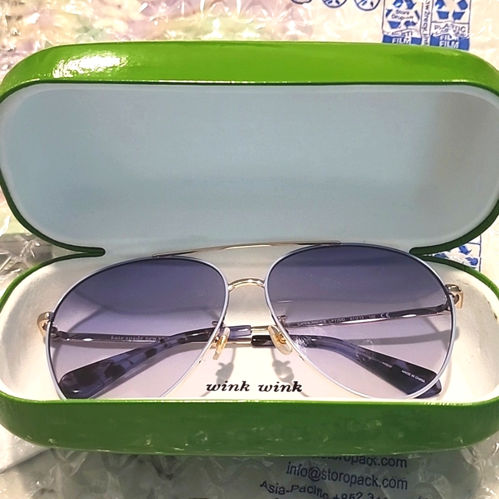 Kate Spade Carolane Gold Periwinkle Aviator Blue Women's Sunglases